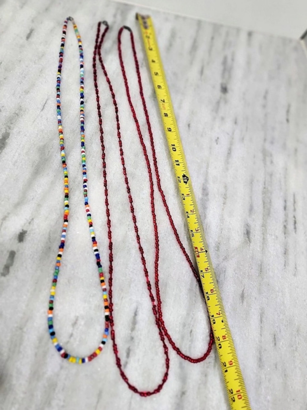 3 Beaded Necklaces Multicolor & Red